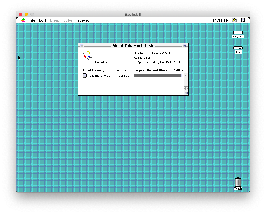 mac 68k emulator system info